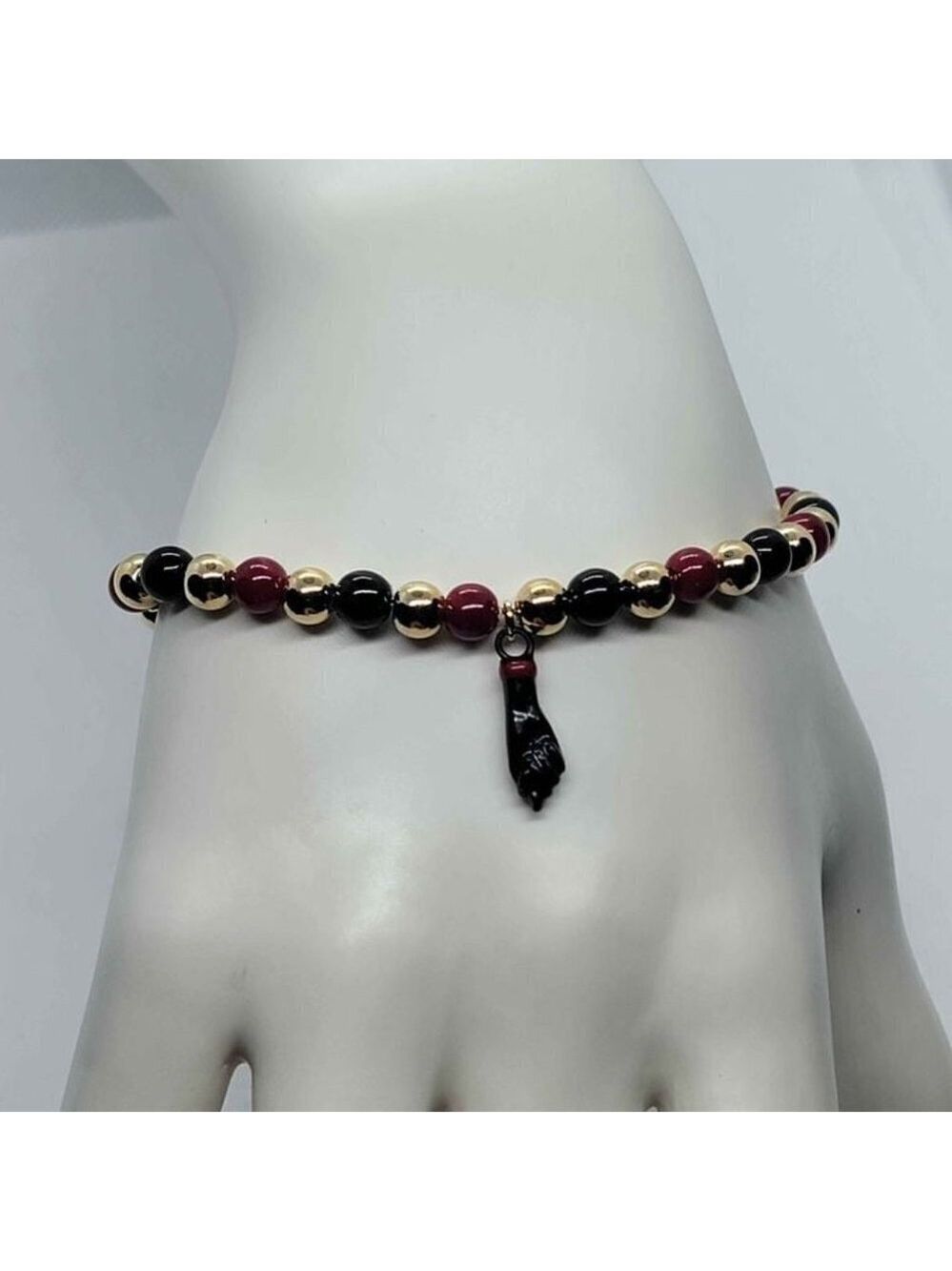 Brazilian 18K Gold Filled Azabache Protection Beaded Bracelet – Brand New